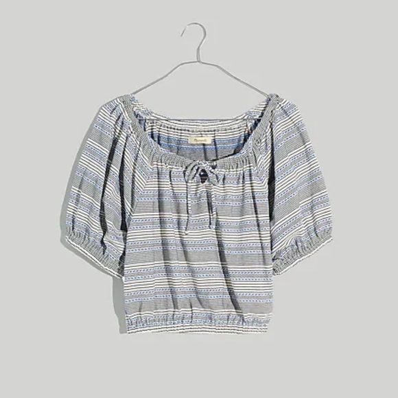 NWT Madewell Jacquard Keyhole Crop Top in Stripe - Picture 4 of 8